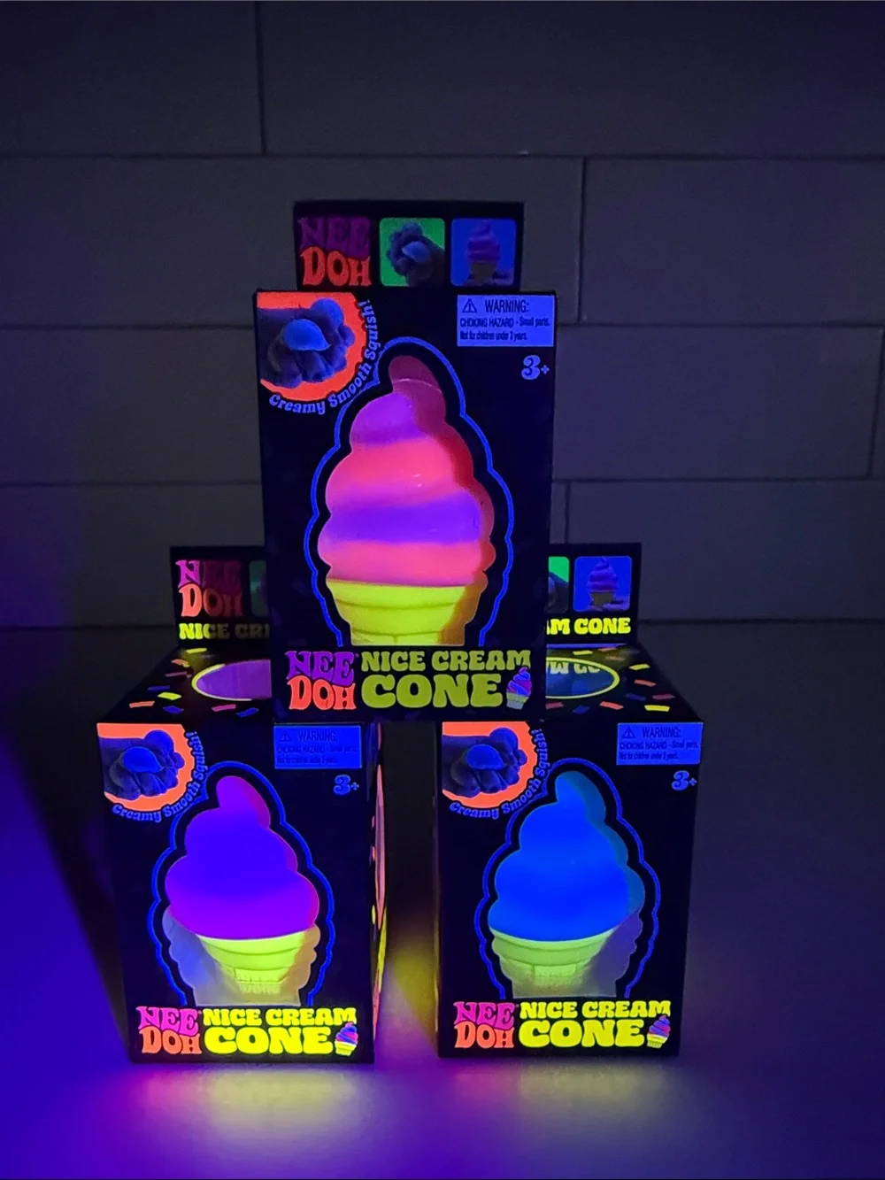 Nice Cream Cone Squishy Toy - Pink, Blue & Orange Options Full Set New